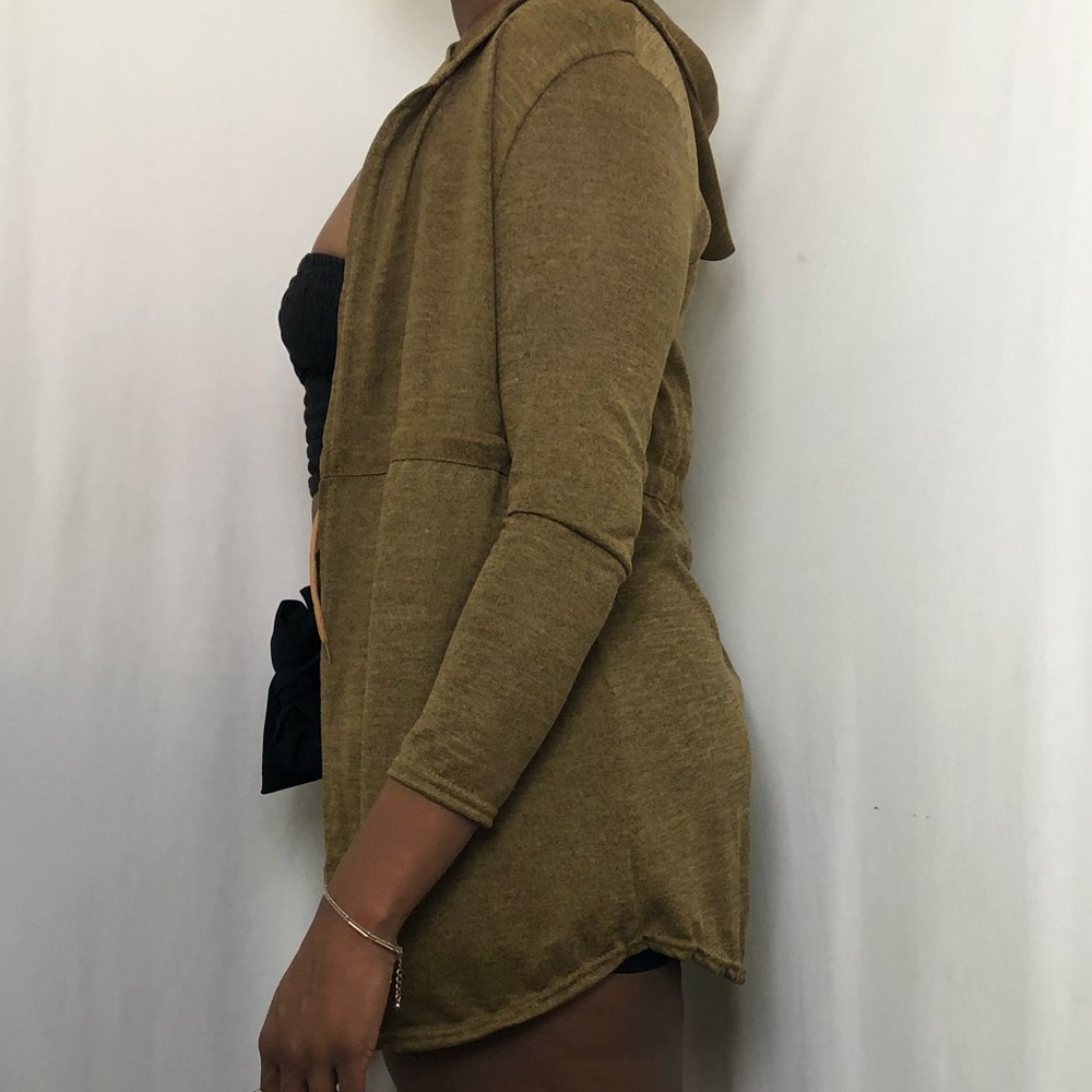 ❤️ 3 for $15 ❤️ Green Hooded Cardigan - Picture 6 of 7